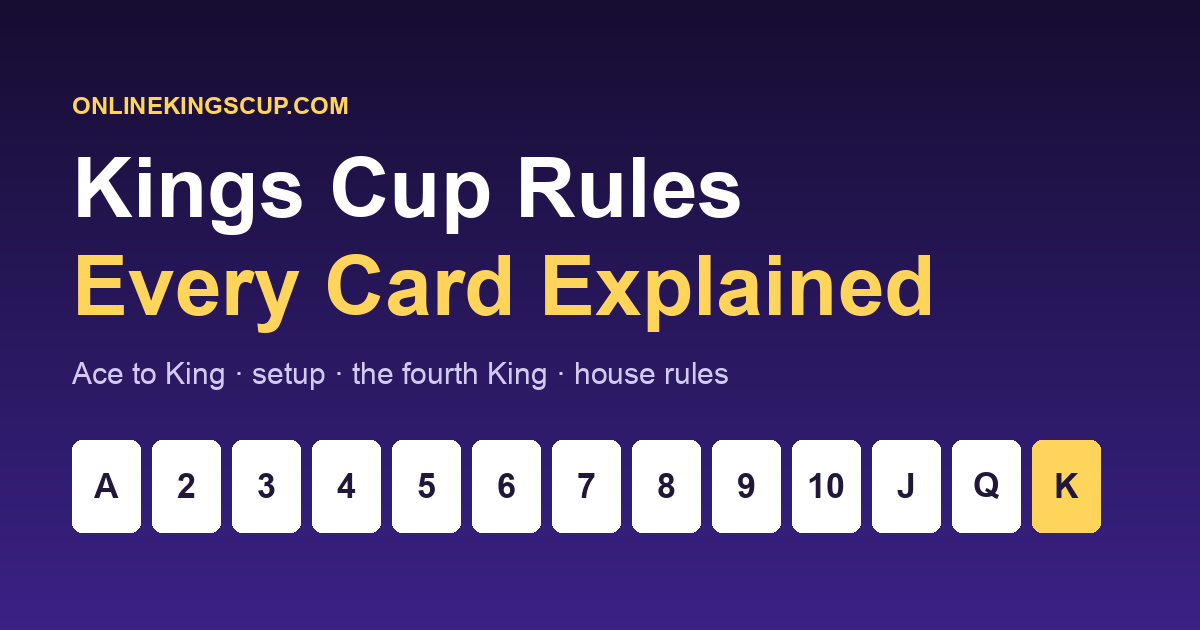 Kings Cup rules graphic with the cards from Ace to King